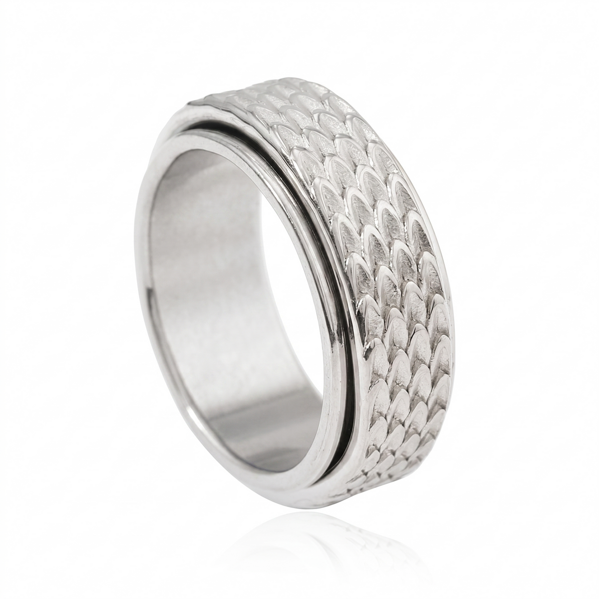 Toren Scale Spinner Ring | White Gold