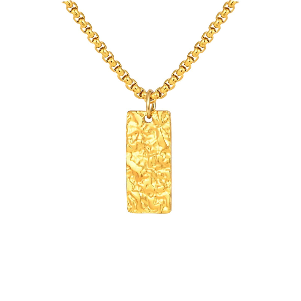Ziven Hammered Bar Necklace | White Gold