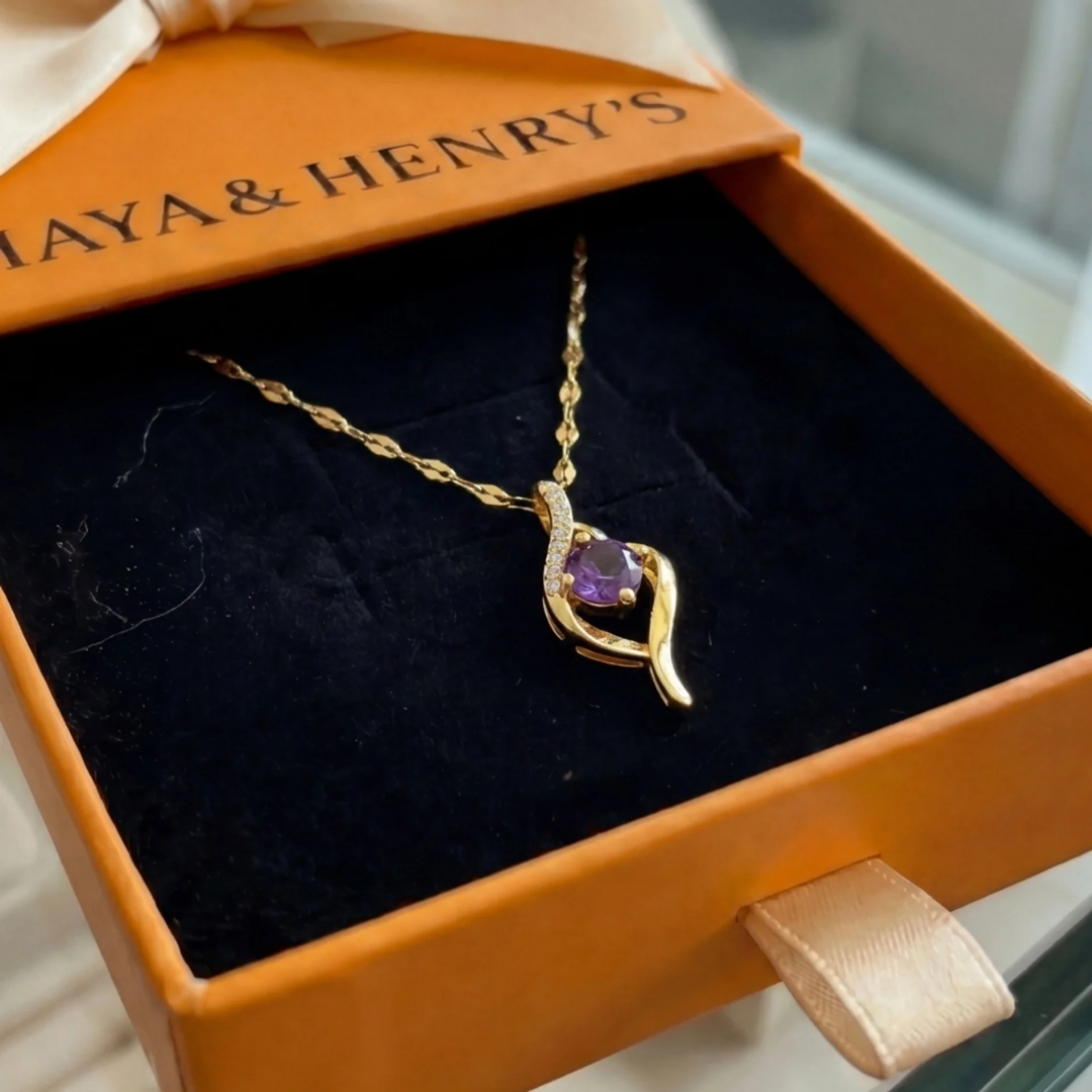 Vespera Amethyst Swirl Necklace | Gold